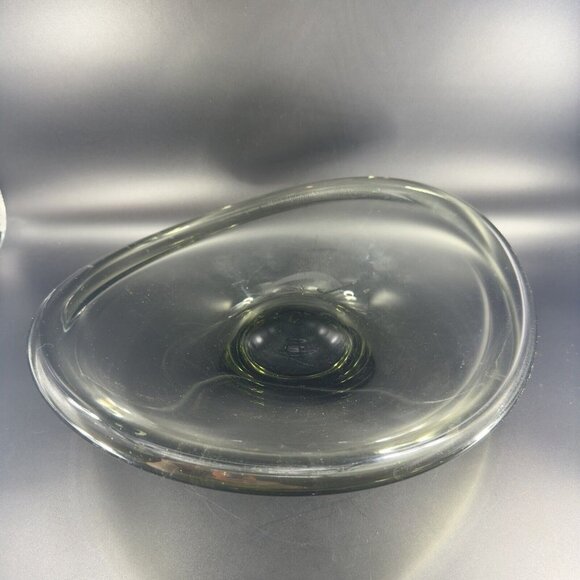 Vintage MCM Holmegaard Per Lutken Smoked Extra Large Art Glass Bowl Dish Signed - Picture 4 of 16